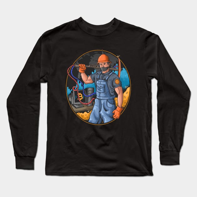 Bitcoin Miner, Crypto Miner Long Sleeve T-Shirt by info@dopositive.co.uk